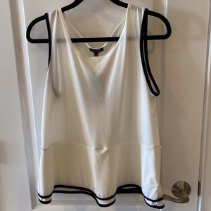 White Peplum Tank Top with Black Trim